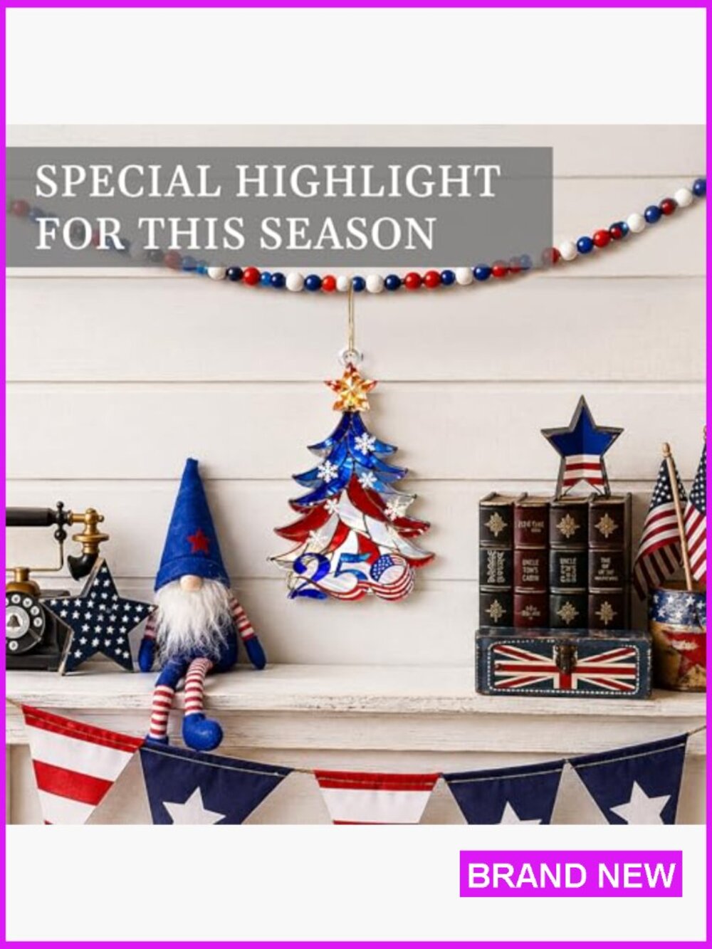 USA 250th Anniversary Acrylic Bell Ornament Patriotic Decor Home Accent Hanging - Picture 3 of 7